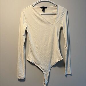 Forever 21 Off-White V-Neck Bodysuit